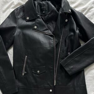 Dynamite Black Leather Moto Jacket Asymmetrical Zipper
